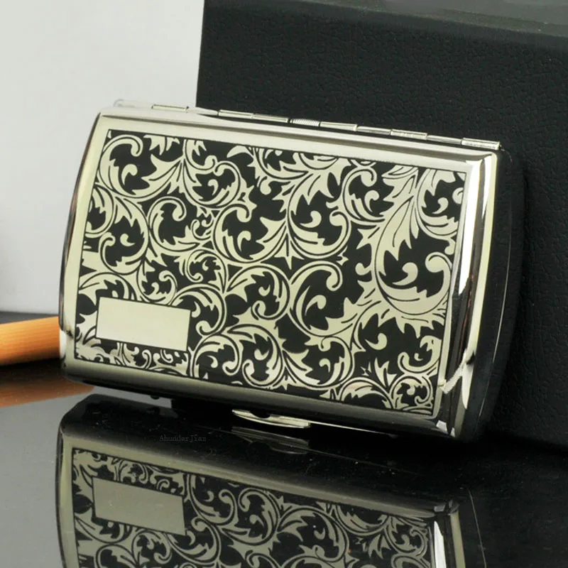 

10-12Pcs New Metal Cigarette Case Copper Cigarette Case Black Tangcao Print Cigarette Accessories with Gift Box