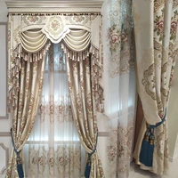 european luxury embossed flower beige curtain for living bedroom american villa high precision jacquard curtain custom made 4