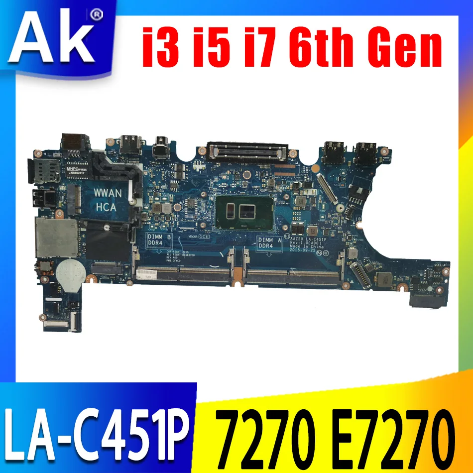 

Материнская плата для ноутбука DELL Latitude 7270 E7270 с процессором I3 I5 I7 6-го поколения