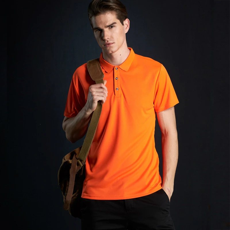 

Рубашка-поло мужская быстросохнущая, модная рабочая одежда, повседневная сорочка оверсайз, оранжевый топ для мальчиков, 4xl, лето