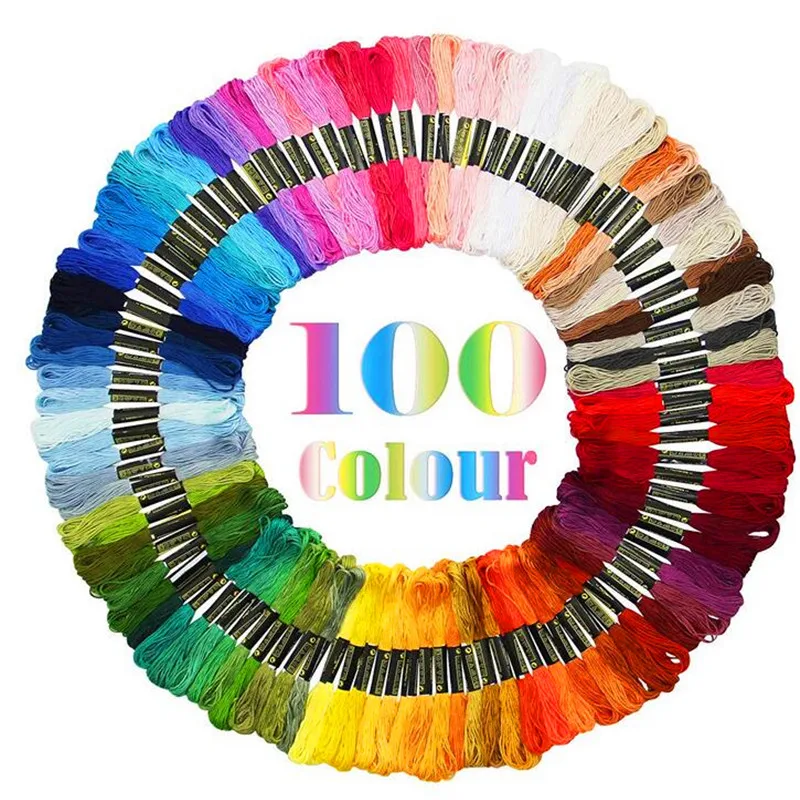 

Embroidery Thread 100Colors Embroidery Floss Cross Stitch Kit Premium Rainbow Embroidery DIY Threads Crafts Cotton Accessory