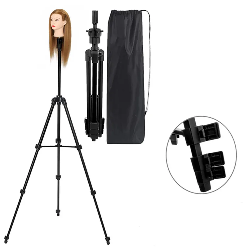 

Wig Stand Tripod Mannequin Head Stand, Adjustable Holder for Cosmetology Hairdressing Training with Carrying Bag