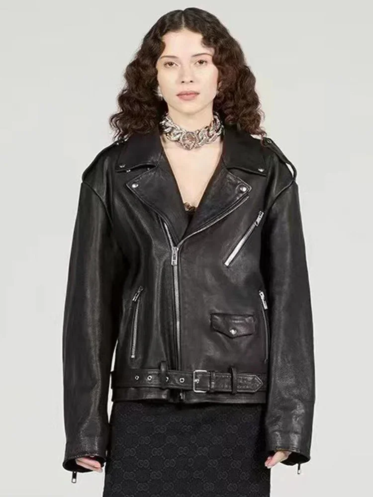 Женская куртка в стиле панк на раннюю осень новое пальто из искусственной кожи с