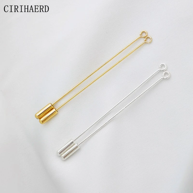 

14K Gold Plated Silicone Plug One-Word Broocher Pins DIY Handmade 9-Word Pin Jewelry Making Material Accessories Loop Eye Brooch