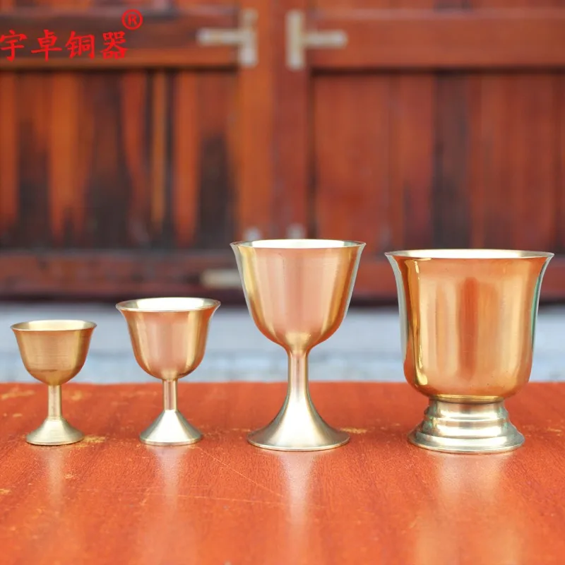 

Buddha Supplies Pure Copper Tribute Cup Brass Water Filter Jug Crafts Decoration Cup God Of Wealth Wine Glass