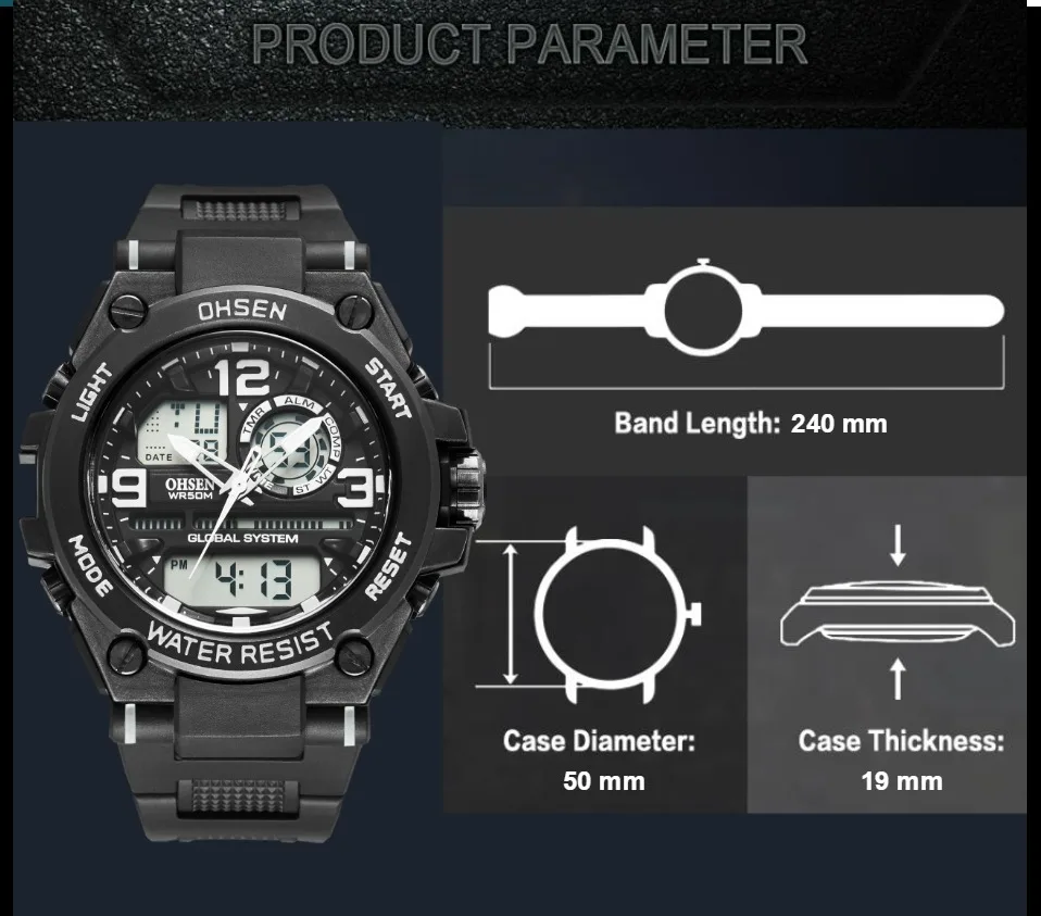 Waterproof Led Watches For Men Outdoor Sports Men Digital Led Quartz Alarm Men Wrist Watch Fashion Electronic Watch Relogio