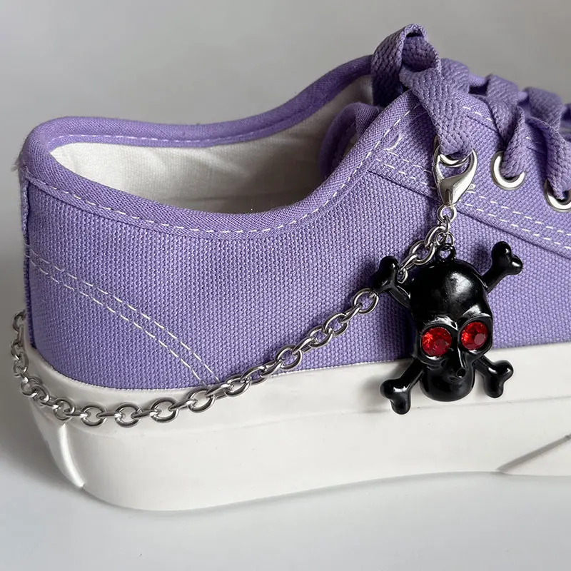 2PCS Punk Stainless Steel Chunky Chains Shoe Buckles Vintage Cute Transparent Bear Shoes Accessories Creative Jewelry Wholesale