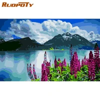 ruopoty oil painting by numbers unique gift for aldult river landscape oil picture by number modern home living room wall crafts