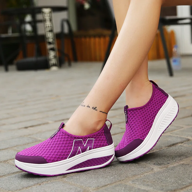 

2023 Sneakers Women Running Shoes Platform Breathable Mesh Slip-On Shoes Light Woman Sports Shoes Air Cushion Zapatillas Mujer