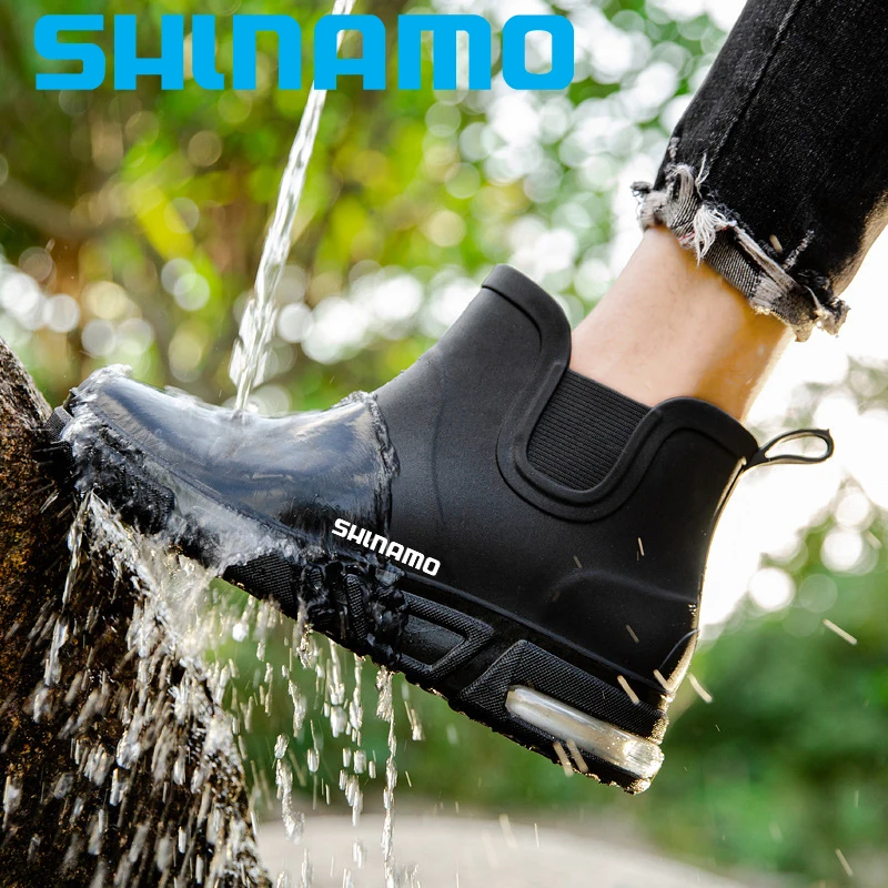 

High quality deodorant non-slip waterproof fishing rain boots men's mid-barrel rain boots kitchen car wash plastic water shoes