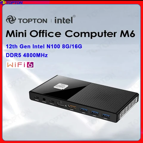 Карманный мини-ПК 12-го поколения Intel N100 PC Gaming 8 ГБ/16 ГБ DDR5 4800 МГц NVMe 4K TV BOX Windows 11 мини игровой компьютер офисный WiFi6