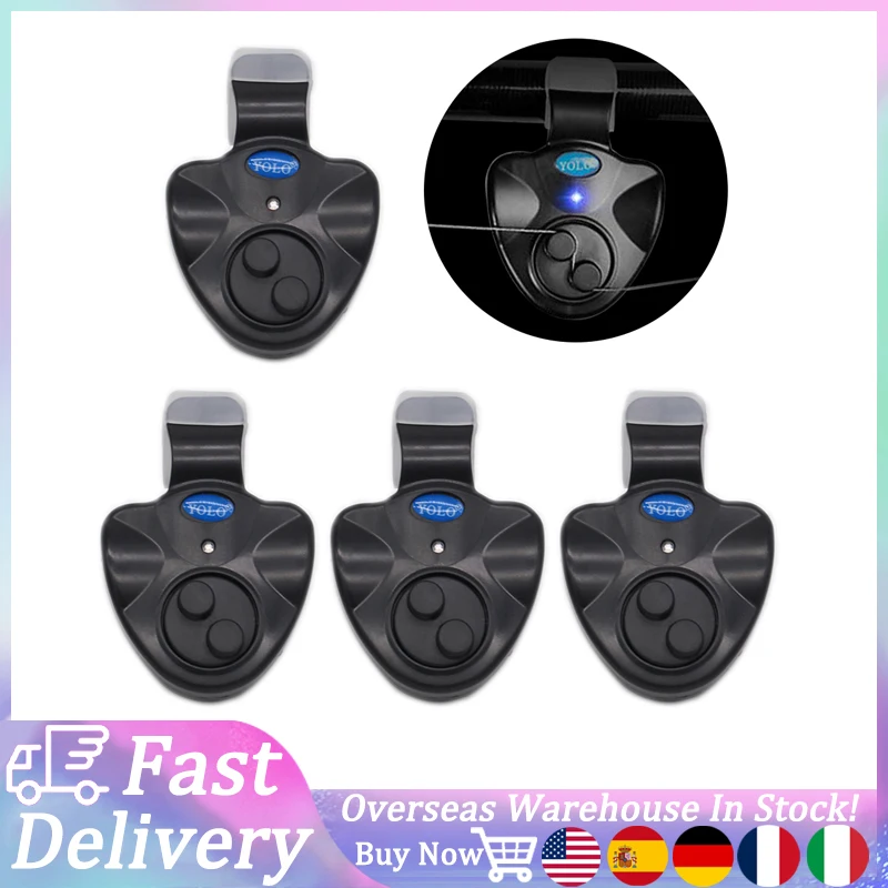 

2/4Pcs Fishing Bite Alarm with Sound LED Lights Indicator Electronic Fish Bite Alarms Automatic Fishing Alarm Outdoor Fishing