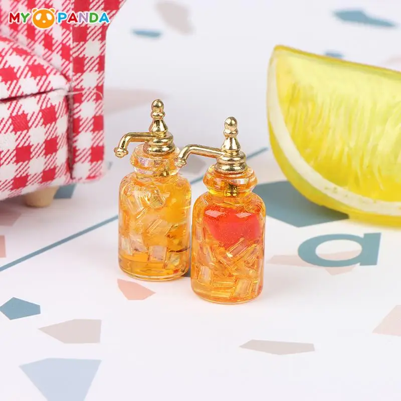 

1:12 Dollhouse Miniature Glass Jar Fruit Wine Beverage Drink Bottle Model Simulation Dollhouse Kitchen Furniture Decor Toy