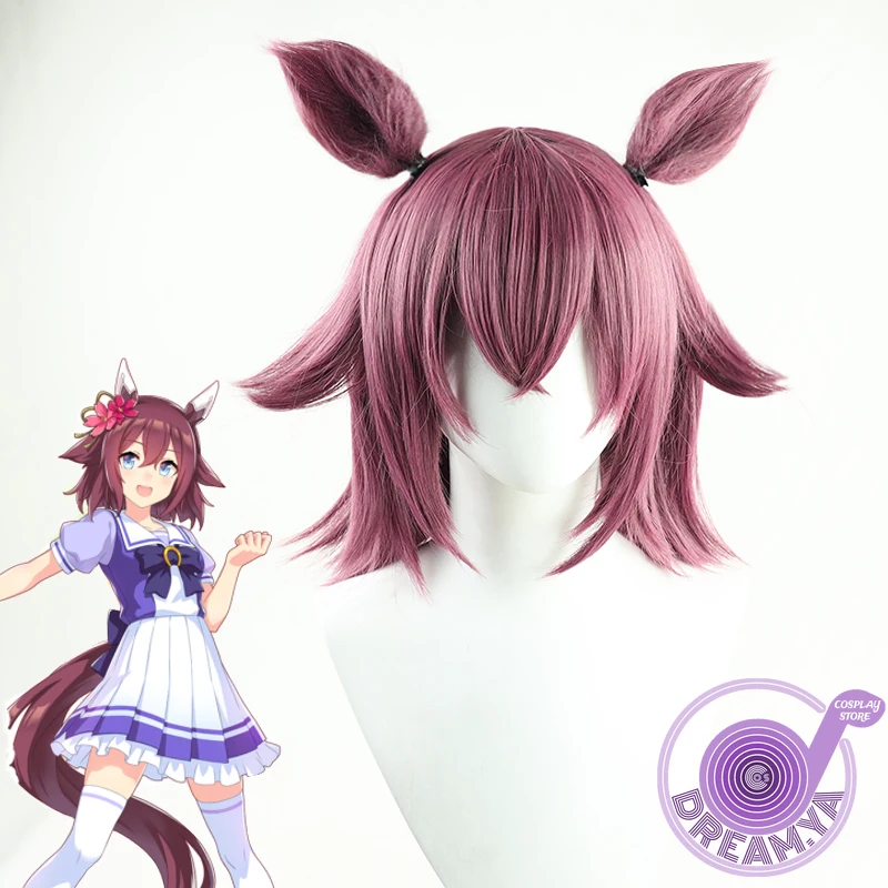 

Sakura Chiyono O Cosplay Wig Anime Pretty Derby Purple Short with Ear Synthetic Hair Halloween Carnival Party + Free Wig Cap