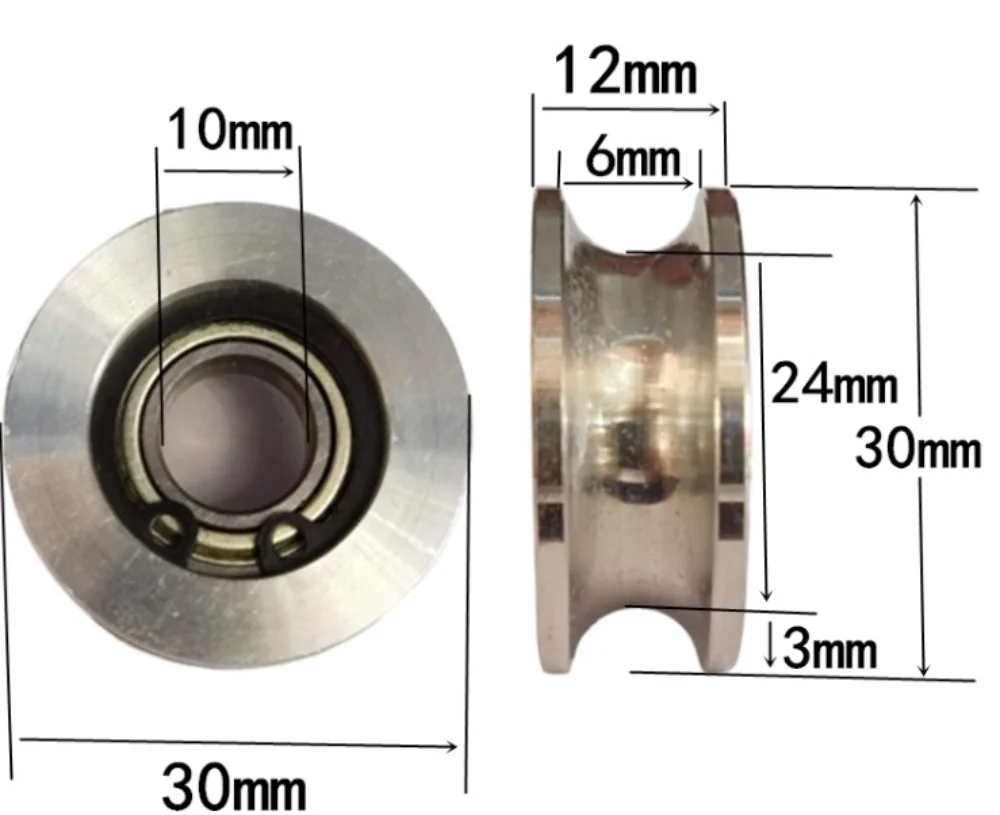 

External Diameter:30mm Pulley Track Wheel U-groove Wheel Bearing Pulley Wire Rope Fixed