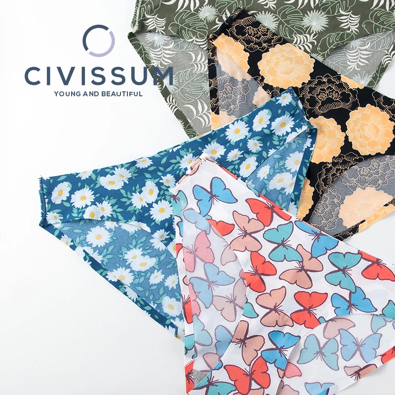 Женские бесшовные трусики, женское шелковое нижнее белье с принтом, женские трусики большого размера, сексуальное нижнее белье для девушек NK2153