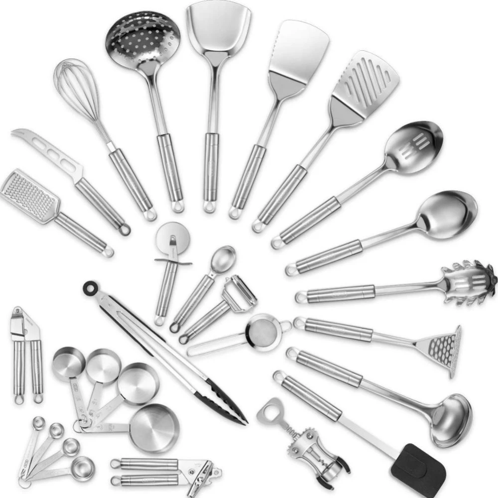 

29 piece kitchen accessories stainless steel kitchen gadget tools cooking utensils set with holder