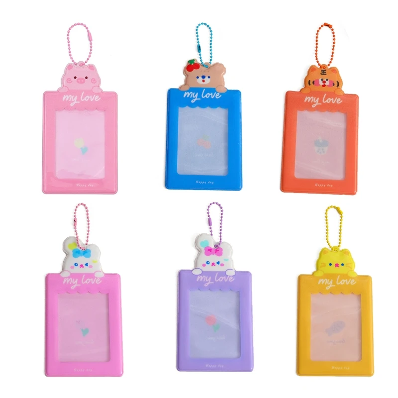 

Cute Kpop Photocards Holder with Chain Bus Card Protector Idol Photo Card for Ca