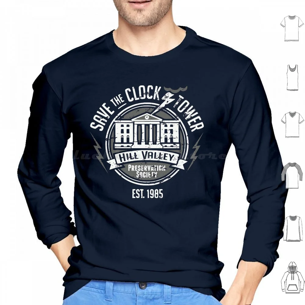 

Save The Clock Tower Hoodie cotton Long Sleeve Back To The Future 80S Movie Tower Marty Doc Brown Emmit Brown Time Travel