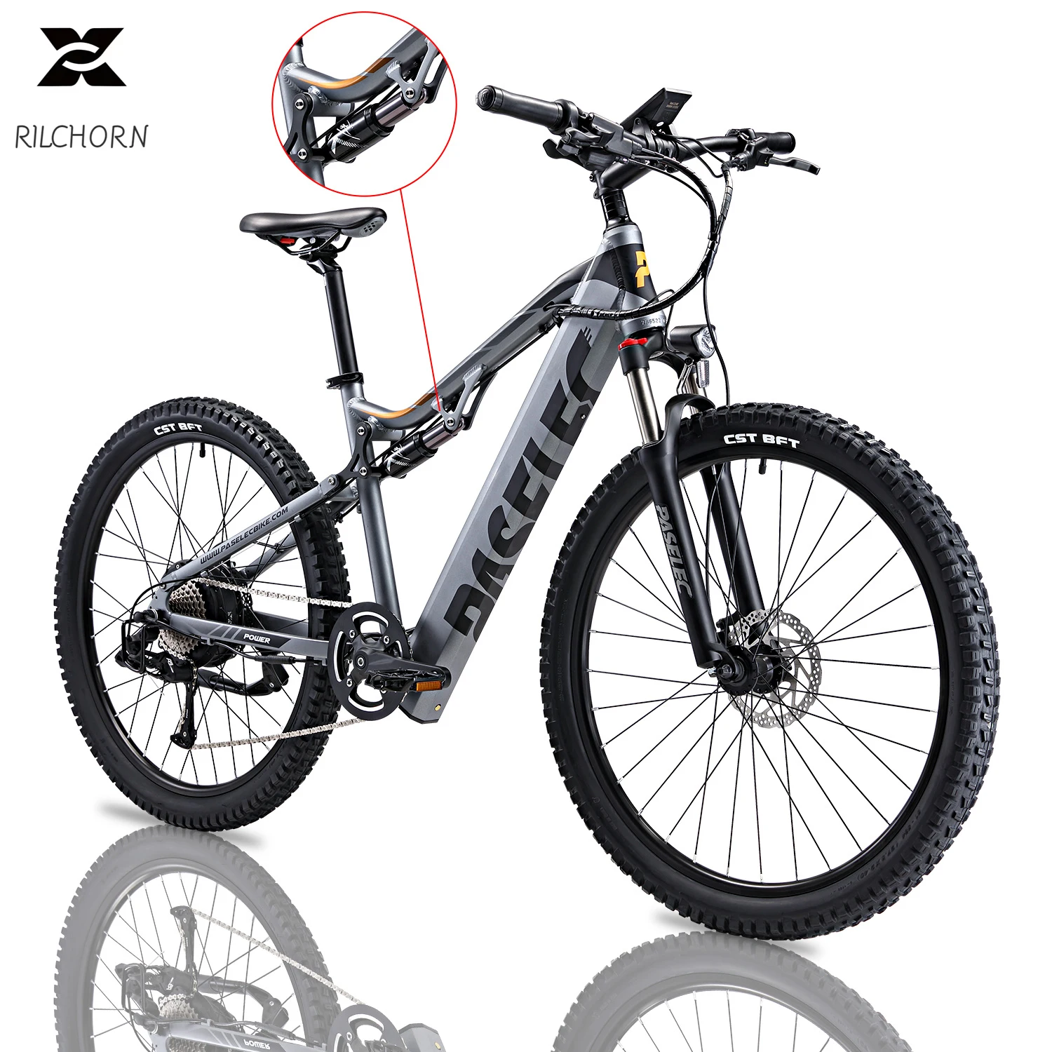 GS-GS9 Bafang Motor 500W Peak 13AH Battery Professional 9-speed Gear Ebike Full Suspension Electric Bike Adult with 27.5''E-MTB