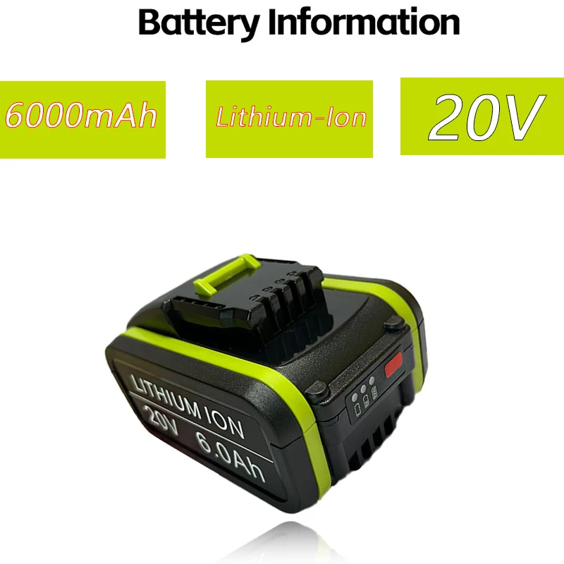 For Worx 20V 6000mAh Li-Ion 6.0AH Power Tool Replacement Bat
