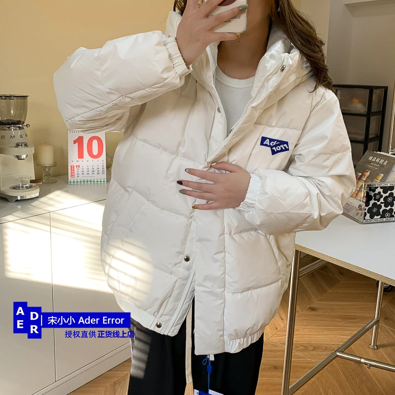 Korean high-quality down jacket for men and women unisex coat printing winter thickened white duck down hooded bread jacket coat