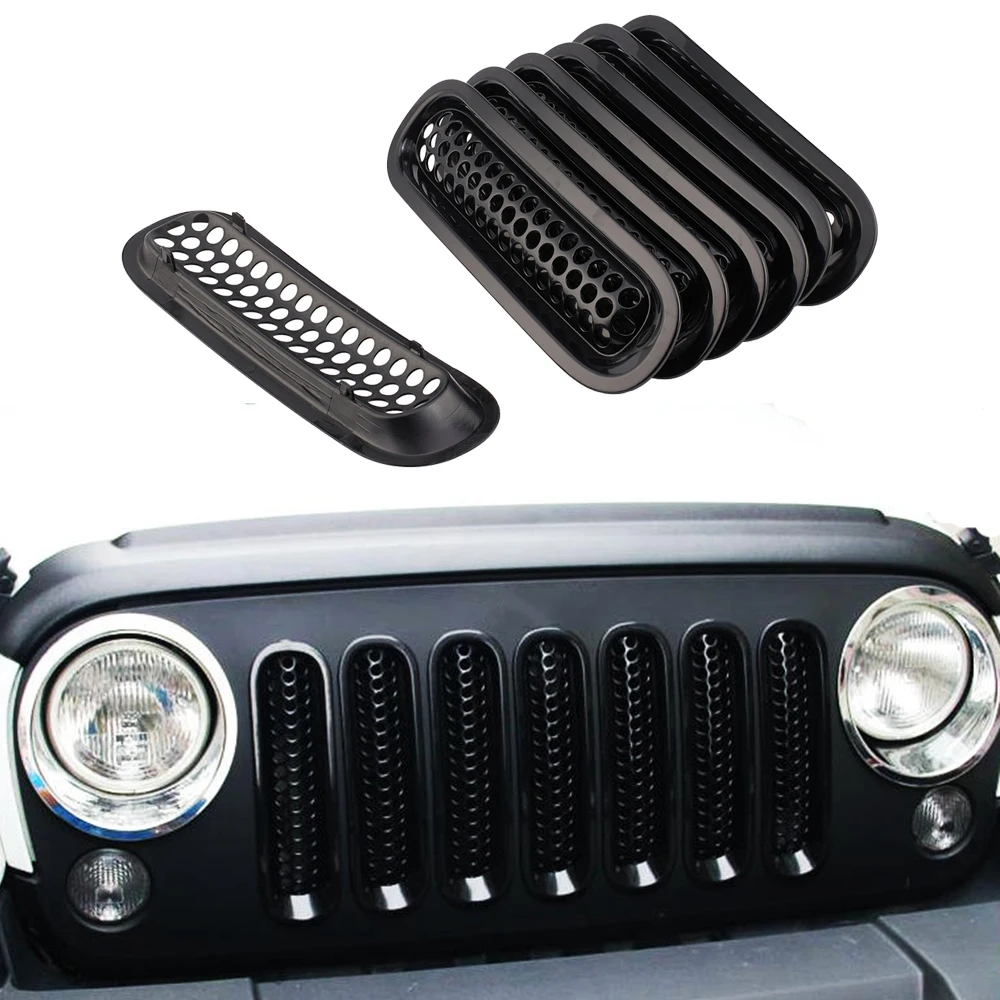 

Inserts ABS Front Grill Mesh Racing Grille Kit for Jeep Wrangler JK 2007-2017
