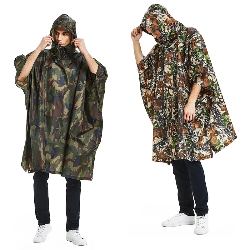 

Outdoor Hooded Breathable Rainwear Camo Poncho Army Tactical Raincoat Camping Hiking Hunting Birdwatching Suit Travel Rain Gears