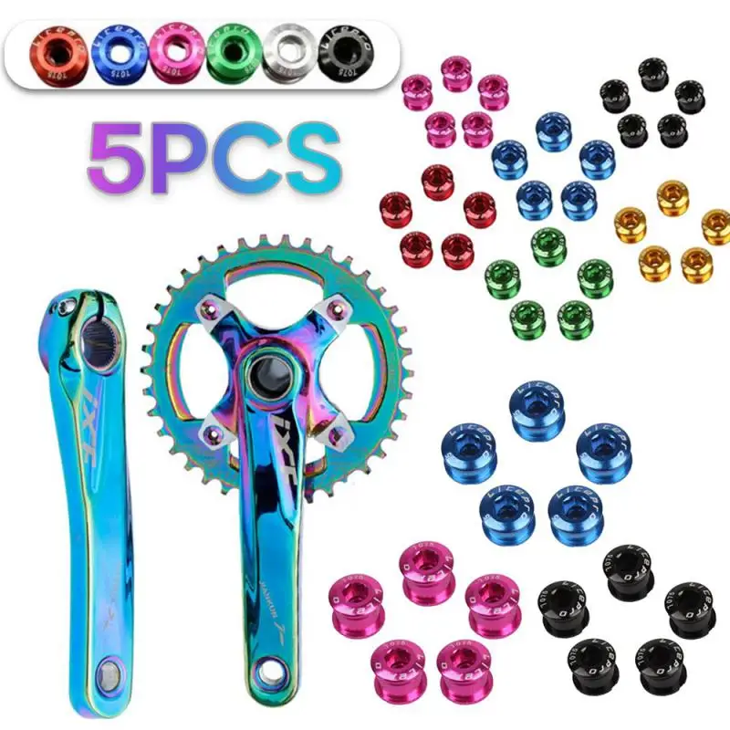 5PCS Bicycle Chainwheel Screws Bolts CNC 7075 Aluminum Alloy MTB Bike Chainring Bolts Single/Double Speed Cycling Bicycle Parts