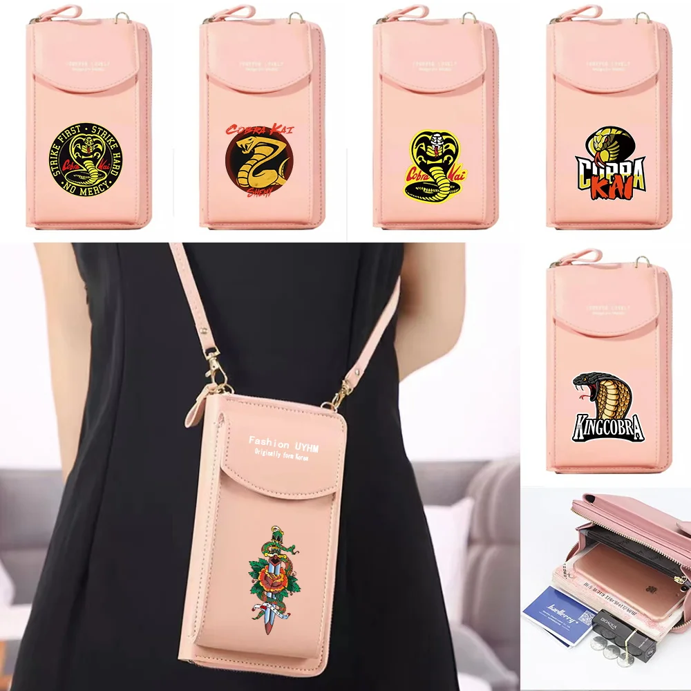 

Mobile Phone Bag Women Crossbody Bags Pu Leather Wallets Card Pack Cobra Pattern Coin Purse Universal Cell Phone Storage Packet
