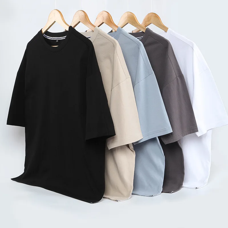 

Solid Oversized Short Sleeve T-shirt Cotton O-neck Men's Loose Top