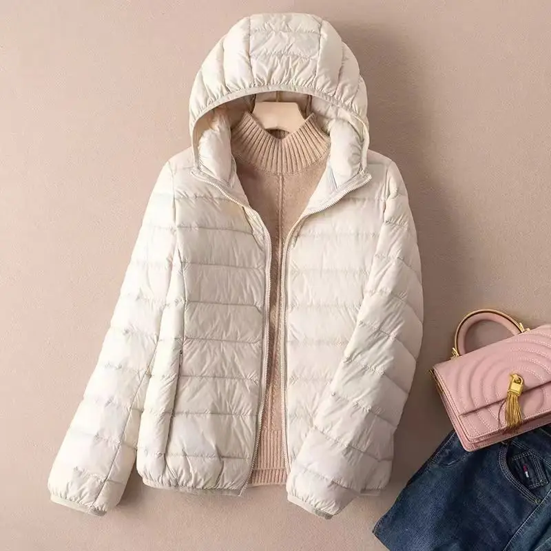 Women Autumn Down Jacket 2023 New Arrivals 90% White Duck Down Ultra Light Fashion Hooded Keep Warm Puffer Jacket