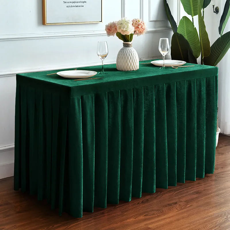 

1pc Solid Color Rectangular Tablecloth Table Skirt Cover Gold Velvet Cloth Suitable for Banquet Party Event Sign-in Decoration