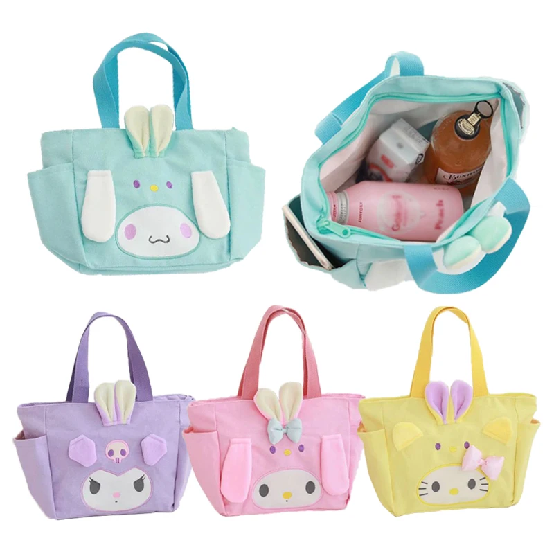 

Kawaii аниме My Melody Kuromi Hellokittys мультфильм Портативный Ланч-бокс сумка для студентов большая емкость бэнто сумка для хранения