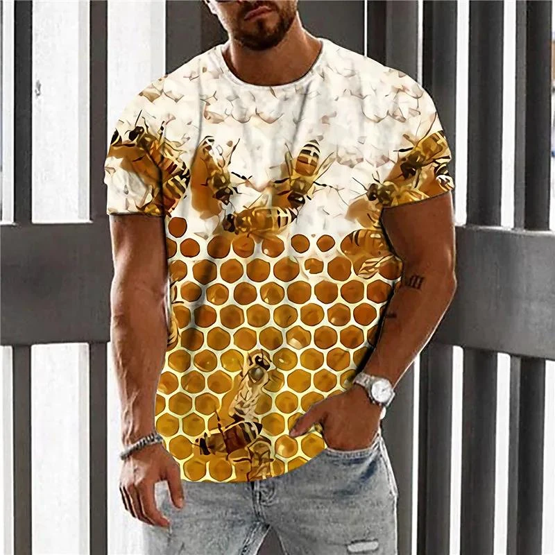 

2022 3D Printed T Shirt Men Funny Bee Short Sleeve Casual Unisex Oversized Mens Harajuku O Neck Top