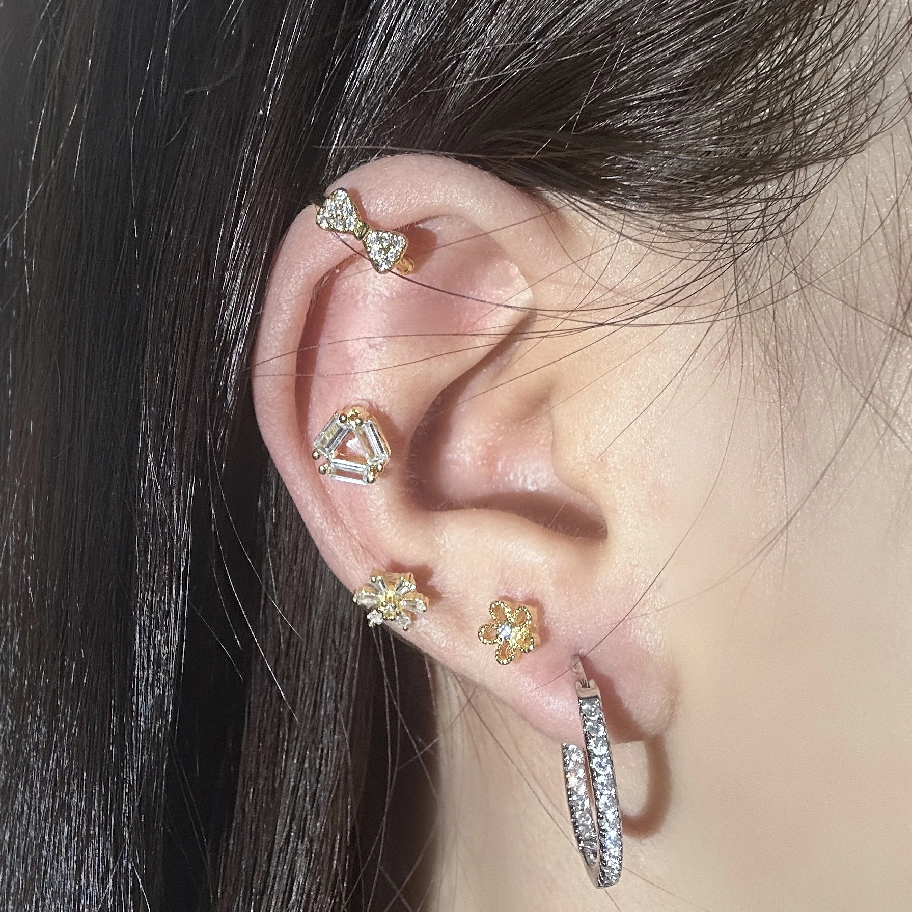 1PC полые сережки для девочек из розового золота цвета ослепительный кубический