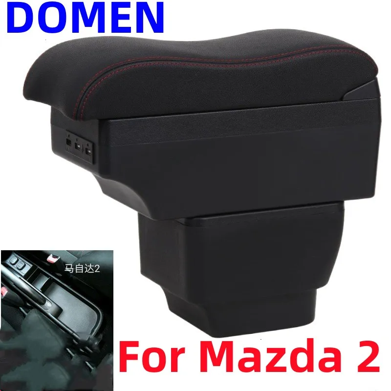 

For Mazda 2 Armrest Box For Mazda Demio Car Armrest Box Car Storage Box USB Rechargeable Ashtray Car Armrest Accessories
