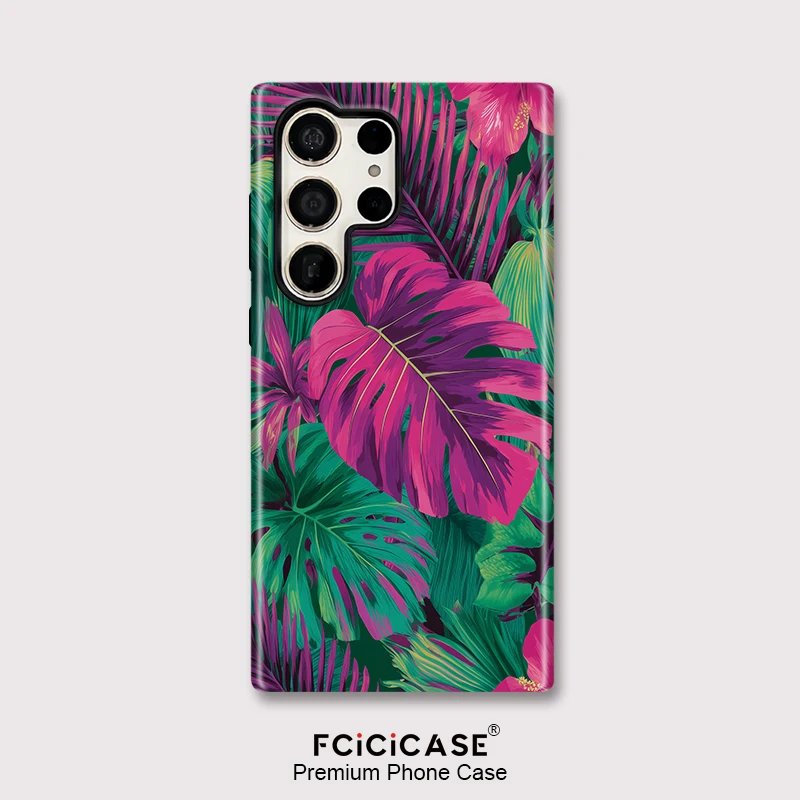 Фото Чехол для телефона Fcicicase Leaves для Samsung Galaxy S24 S23 S20 FE Plus S25 Ultra A36 A56 A26 A16 5G, акриловый противоударный чехол для ПК №1