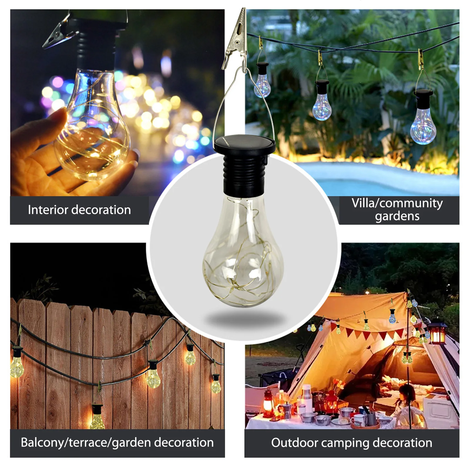 

4pcs Starry Sky Hanging Light IP44 Waterproof Solar Vintage Lamps Lighting Ornaments Christmas Gifts Home Decoration for Camping