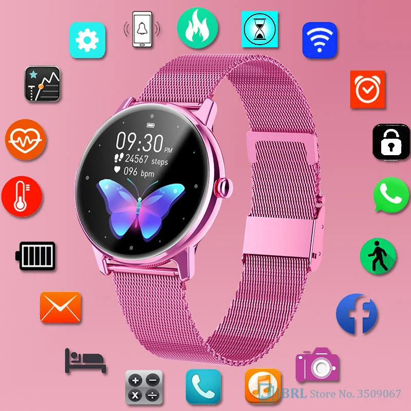 

Умные часы женские, круглые, с сенсорным экраном, для Android, IOS