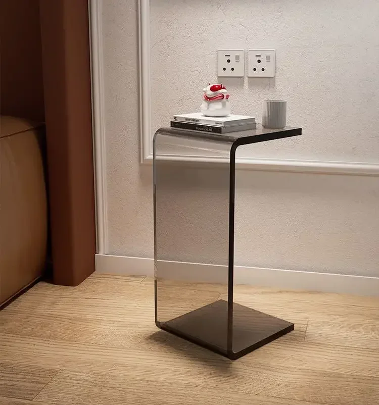 Роскошный C-образный акриловый прозрачный боковой столик диван-кровать угловая