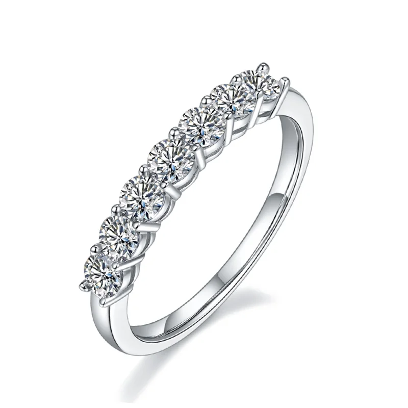 

0.7ct seven diamond row Moissanite Ring 925 Sterling Silver High Clarity D Color Diamond Ring Trend women ring Wedding Jewelry