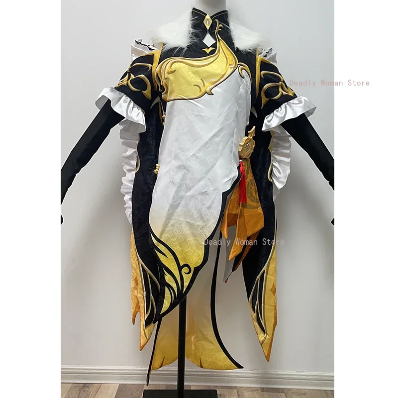 Косплей-костюм Ningguang Genshin ударопрочный парик Аниме игра Нин Гуан Косплей Хэллоуин