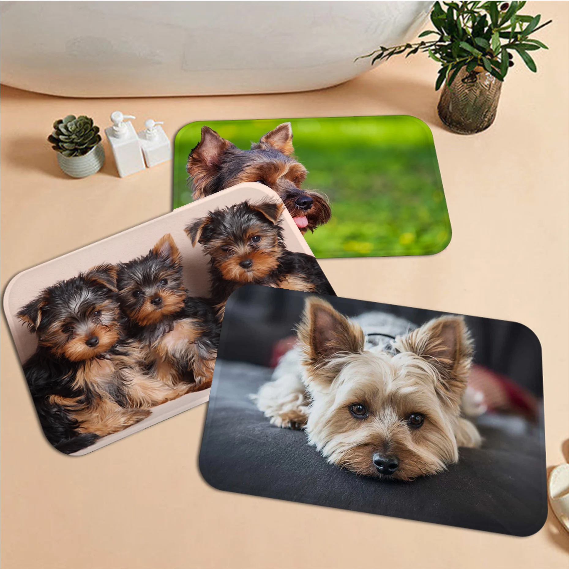 

Cute Mini Yorkshire Terrier Door Mat Nordic Style Home Doormat Bathroom-Toilet Mats Bedroom Bedside Area Rugs