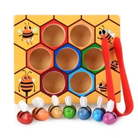 montessori toys wooden color cognition clip small bee jigsaw game toddler fine motor skill training early educatinal toys b1285k