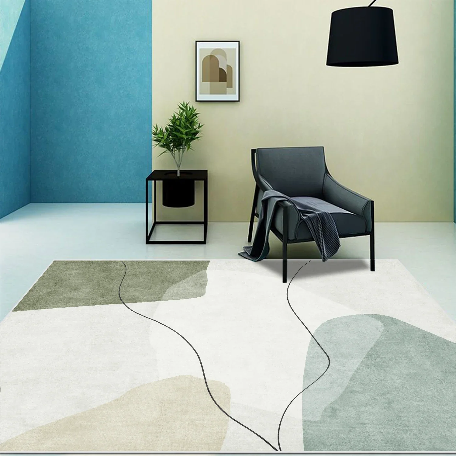 Современные ковры в минималистском стиле для гостиной большие с абстрактным