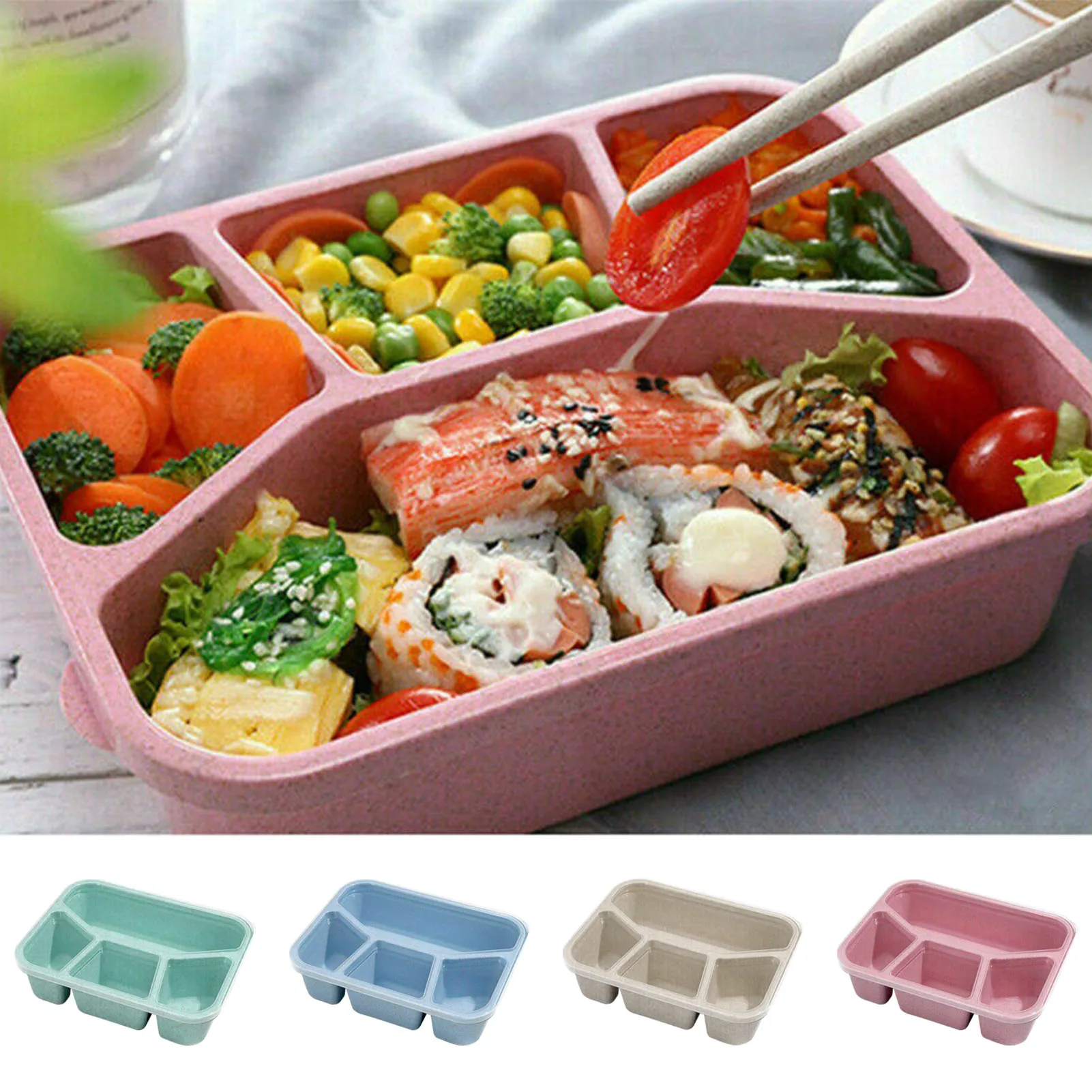 

Bento Boxes Bento Lunch Box With Sealing Rings 4 Compartment Meal Prep Lunch Containers For Adults Kids Side Buckle Design