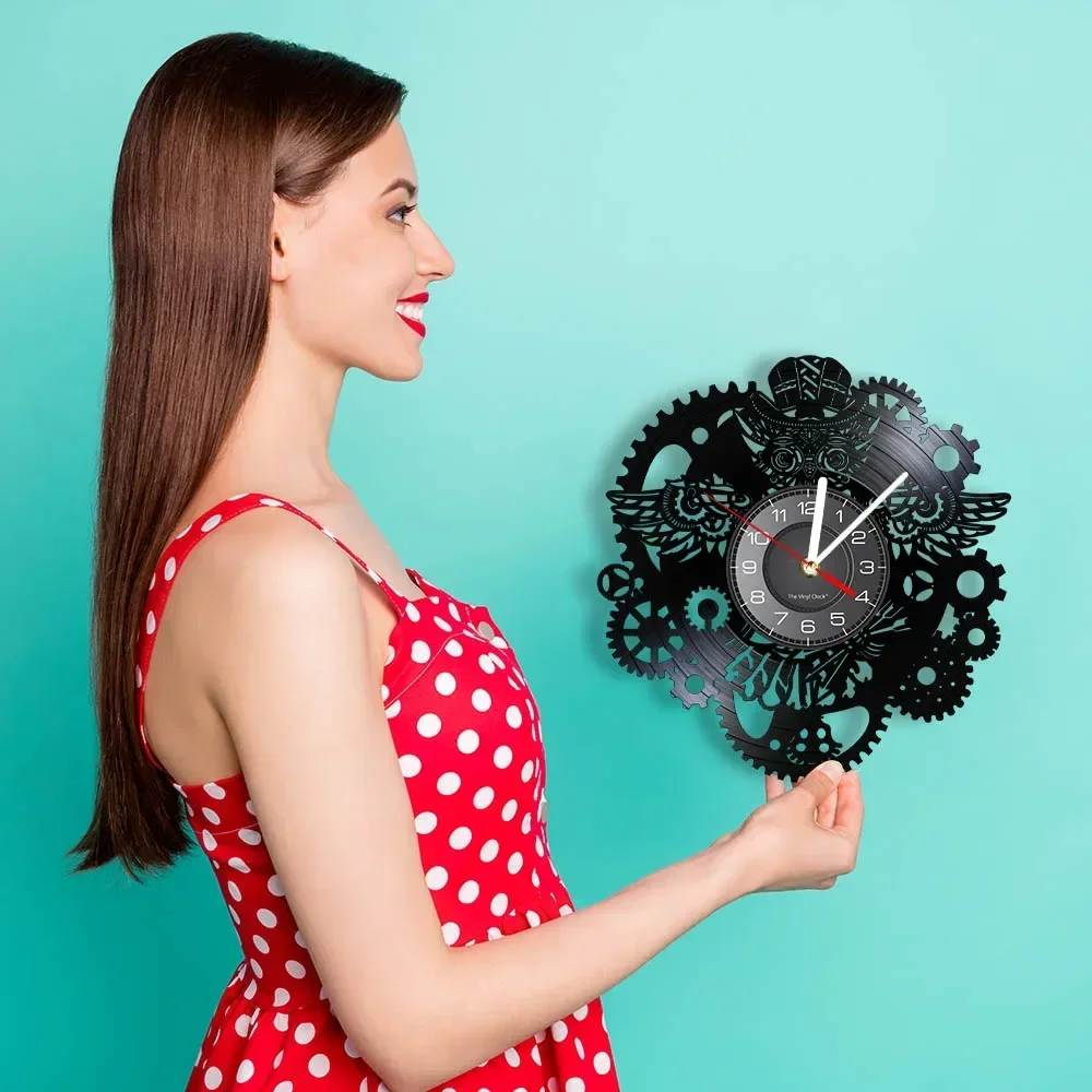 Настенные часы в стиле стимпанк с изображением совы винтажные настенные