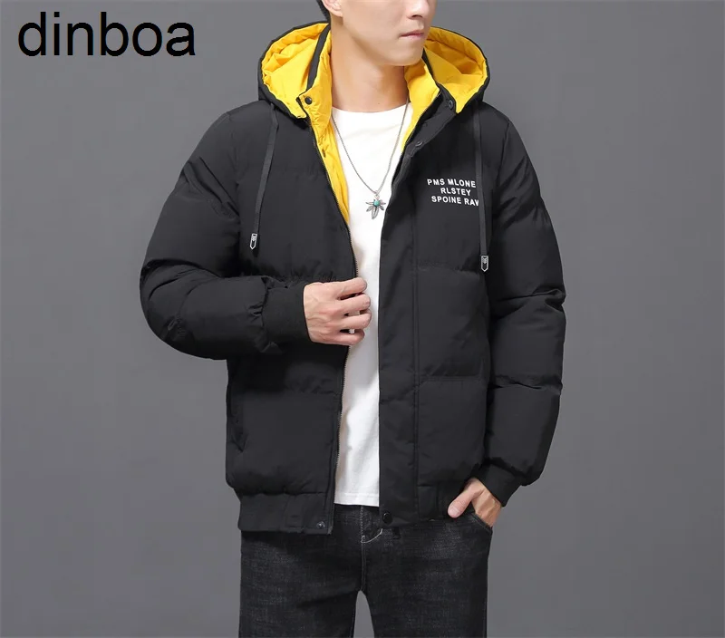 

Men's Winter Warm Jacket Padded Cotton Y2k Parkas Hoodie Jackets Double-sided Wear Water-resistent Zipper Up Coats Male Clothes