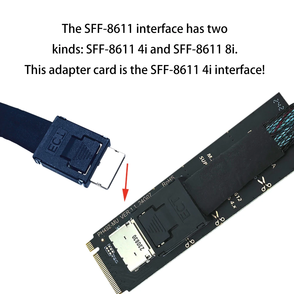 Карта расширения M.2 PCLe To SFF-8612 NVME U.2 SSD PCI-E NGFF Riser Card адаптера для материнской платы